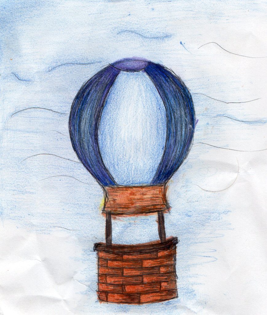 Balão desenhado por uma criança.
